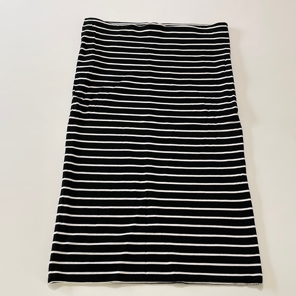 Loft Black White Striped Knit Pencil Skirt Size XS